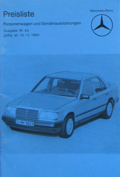 Mercedes-Benz Modelprogram Pricelist 1984 Carbrochure (10208)